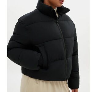 NWT Girlfriend Collective Black Cropped Recycled Puffer